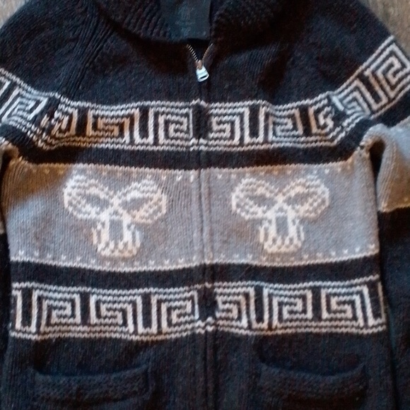 TNA 100% Lambs Wool Cowichan Style Cardigan Sweater Warm Charcoal Gray Knit 🩶 - Picture 11 of 11